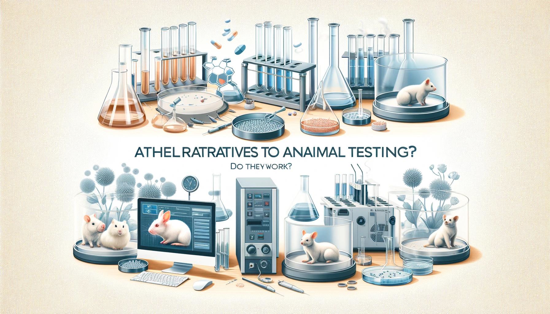 Illustration of animal testing procedures in a laboratory setting, emphasizing the critical demand for viable alternatives to animal testing